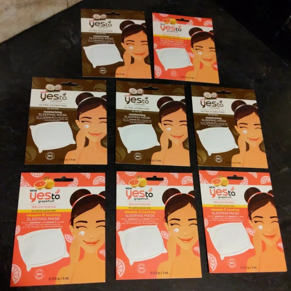 Lot of 8 YES to Coconut and Grapefruit Sleeping Masks, Brightening, Moisturizing